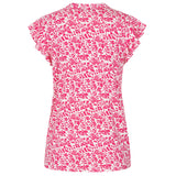 Sleeveless Floral Print Frill Top Pink/White