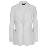 Tailored Linen Open Front Blazer White