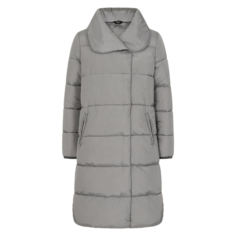 Shawl Collar Padded Wrap Coat Grey