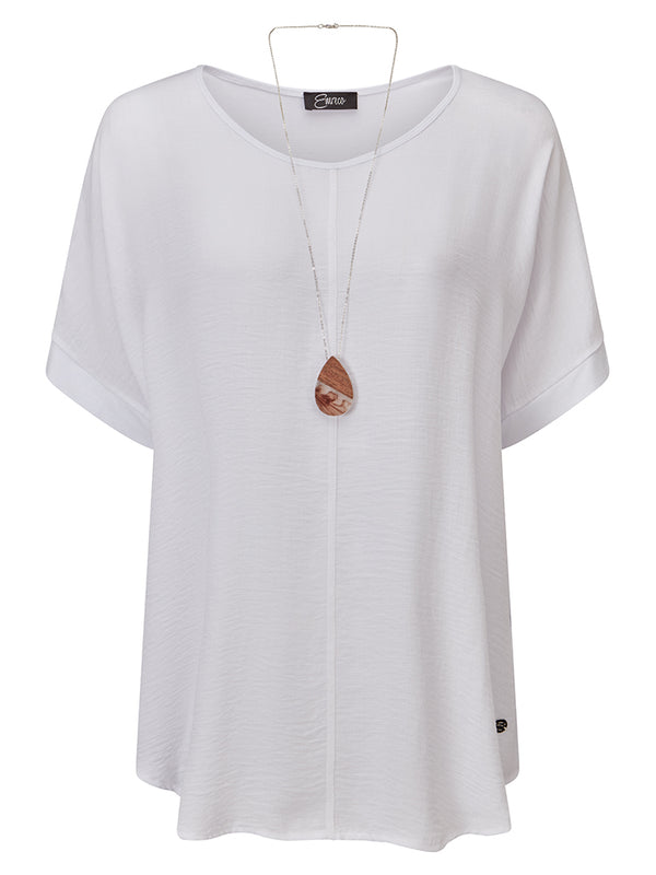 Oversized Top With Necklace White