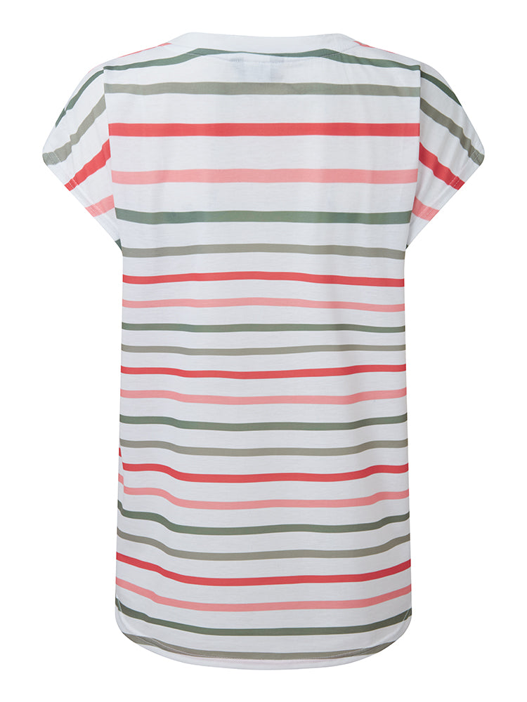 Multi Stripe Love T-Shirt Coral