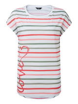 Multi Stripe Love T-Shirt Coral