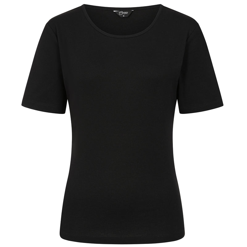 Short Sleeve Ribbed Crew Neck T Shirt Black