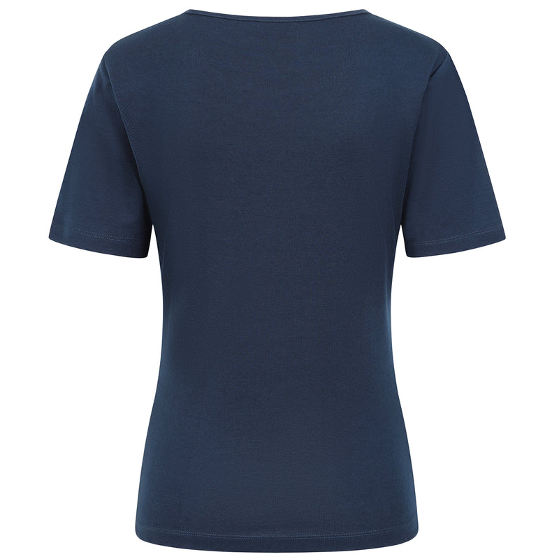Short Sleeve Ribbed Crew Neck T Shirt Navy