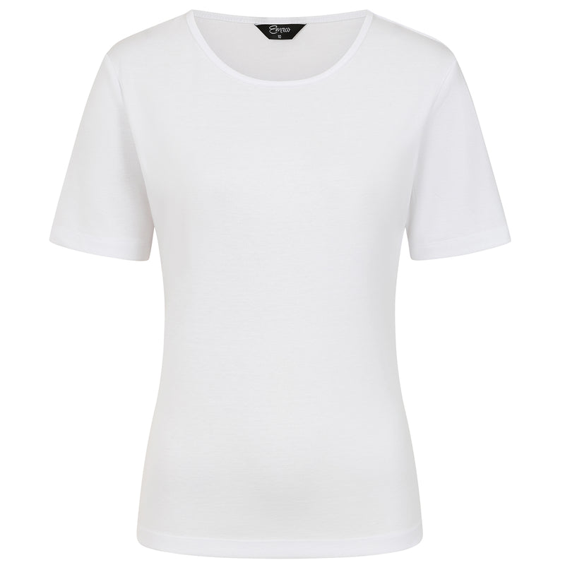 Short Sleeve Ribbed Crew Neck T Shirt White