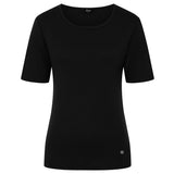 Short Sleeve Ribbed Crew Neck T Shirt Black