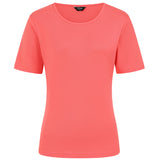 Short Sleeve Ribbed Crew Neck T Shirt Coral