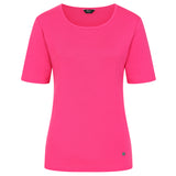 Short Sleeve Ribbed Crew Neck T Shirt Pink