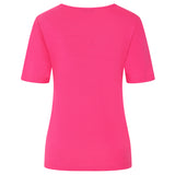 Short Sleeve Ribbed Crew Neck T Shirt Pink