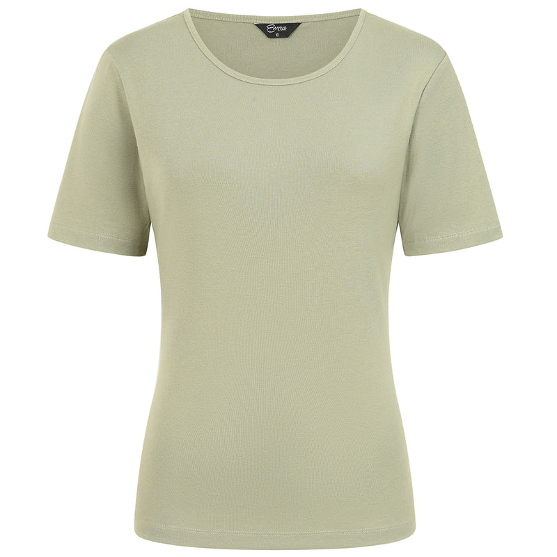 Short Sleeve Ribbed Crew Neck T Shirt Khaki