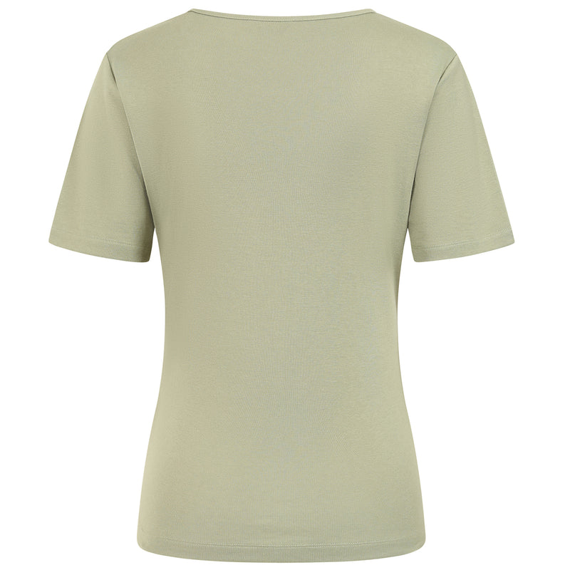 Short Sleeve Ribbed Crew Neck T Shirt Khaki
