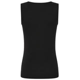 Square Neck Ribbed Vest Black
