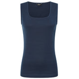 Square Neck Ribbed Vest Navy