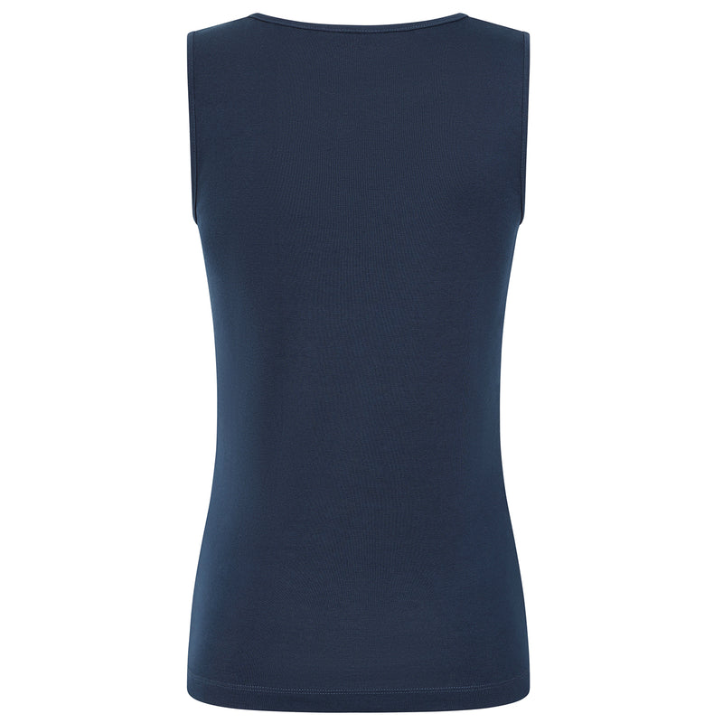Square Neck Ribbed Vest Navy
