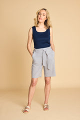 Square Neck Ribbed Vest Navy