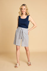 Square Neck Ribbed Vest Navy