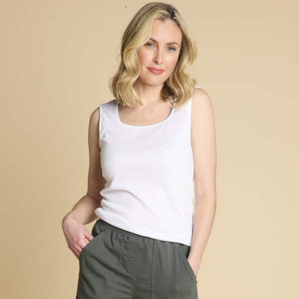 Square Neck Vest White