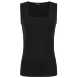Square Neck Ribbed Vest Black
