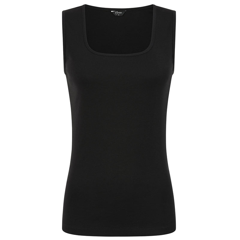 Square Neck Ribbed Vest Black