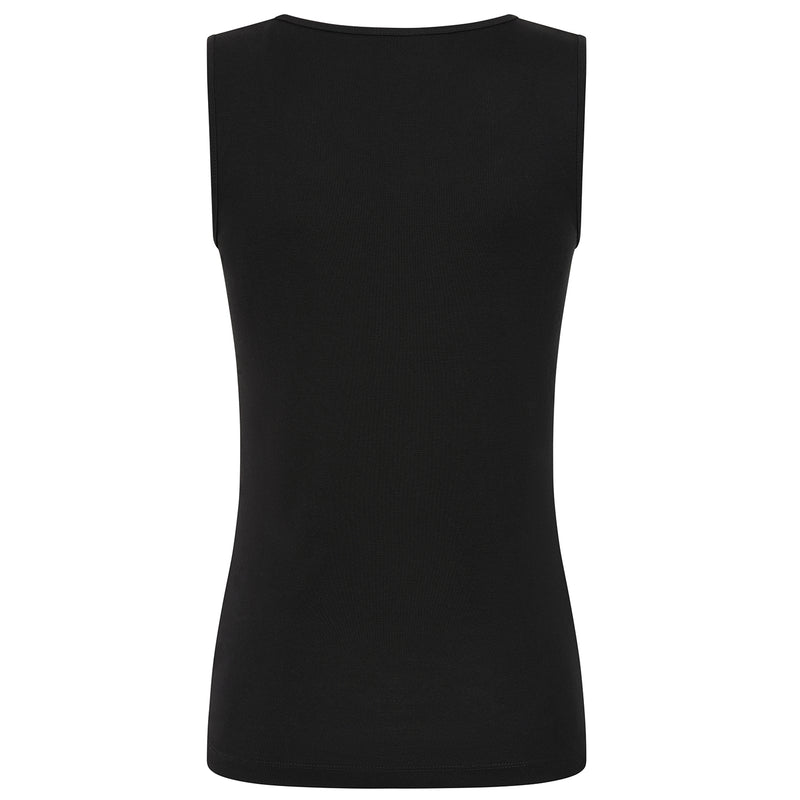 Square Neck Ribbed Vest Black