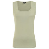 Square Neck Ribbed Vest Khaki