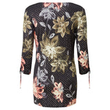 Floral Foil Pattern Tie Sleeve Tunic Top Multi
