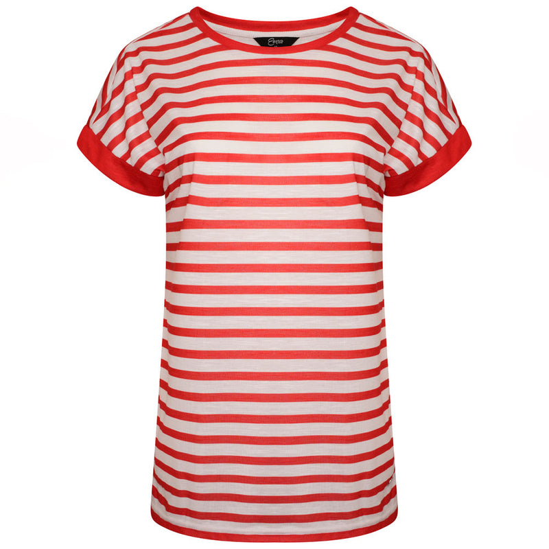 Stripe Crew Neck T Shirt White/Red