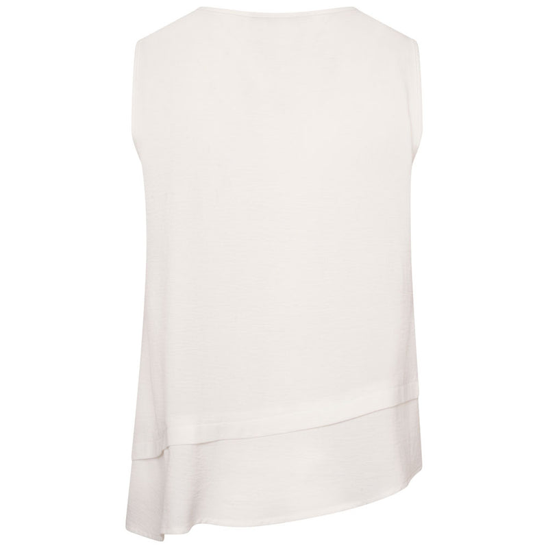 Asymmetric Sleeveless Zip V-Neck Top Ivory