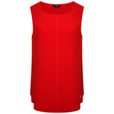 Sleeveless Round Neck Crinkle Top Red