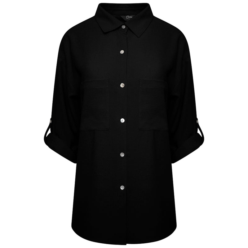 Roll Sleeve Relaxed Shirt Black
