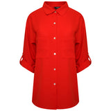 Roll Sleeve Relaxed Shirt Red