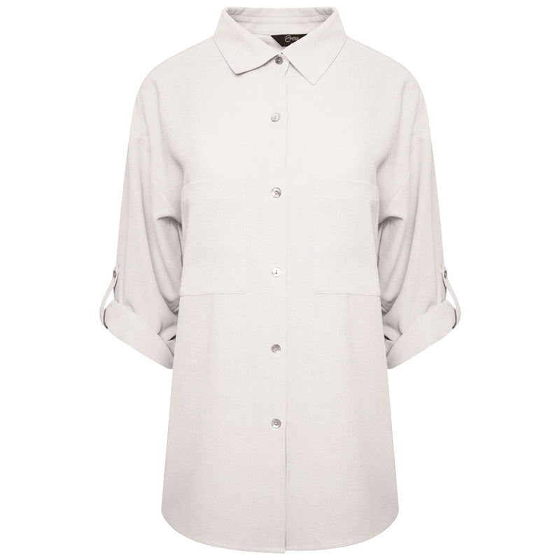 Roll Sleeve Relaxed Shirt White