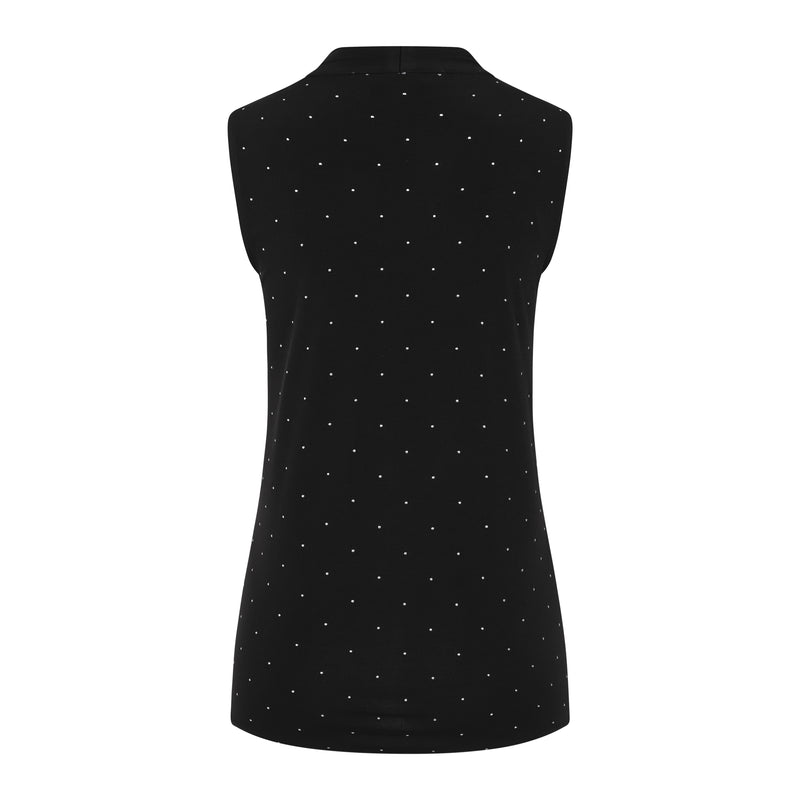 Sleeveless Stud Pleat Front Vest Black