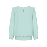 Long Sleeve Shirred Hem Blouse Mint