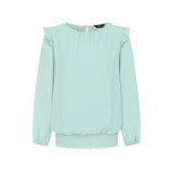 Long Sleeve Shirred Hem Blouse Mint