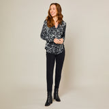 Long Sleeve Animal Print Blouse Grey