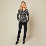 Long Sleeve Spot Print Blouse Black