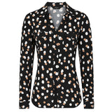 Long Sleeve Spot Print Blouse Black