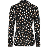 Long Sleeve Spot Print Blouse Black