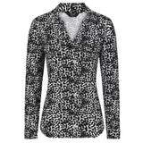 Long Sleeve Abstract Print Blouse Black