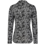 Long Sleeve Abstract Print Blouse Black