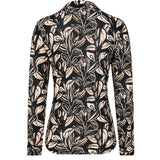 Long Sleeve Floral Classic Collar Blouse Black