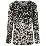 Soft Touch Round Neck Animal Print Top Beige