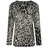 Soft Touch Round Neck Animal Print Top Beige