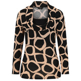 Soft Touch Cowl Neck Abstract Print Top Black