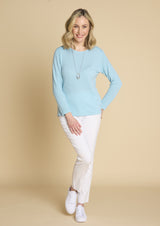 Soft Touch Plain Top & Necklace Sky Blue