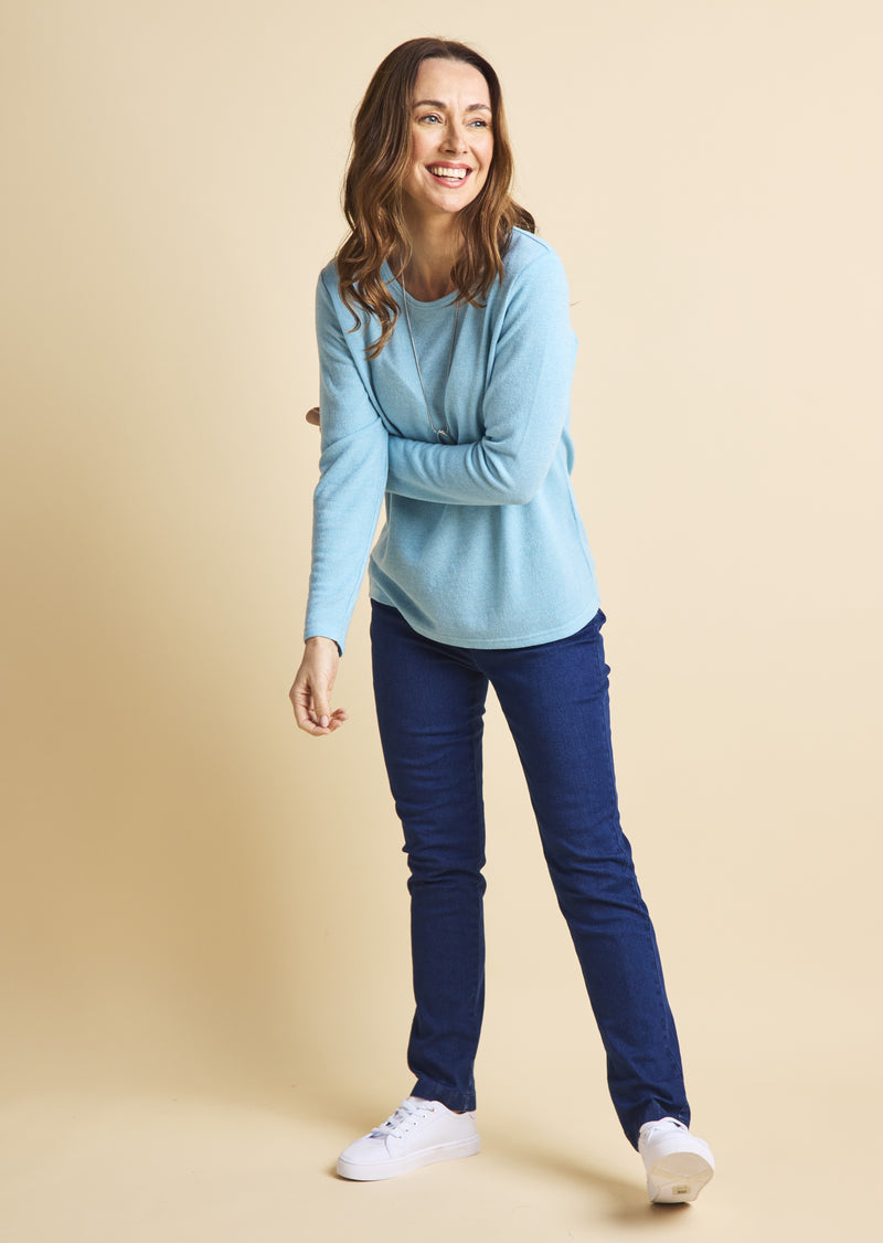 Soft Touch Plain Top & Necklace Sky Blue