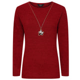 Soft Touch Plain Top & Necklace Burgundy