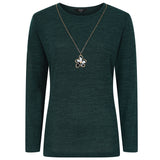 Soft Touch Plain Top & Necklace Green