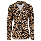 Long Sleeve Animal Print Blouse Brown